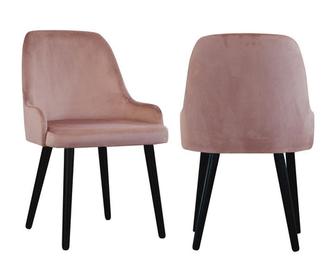 Linda - Pink Modern Velvet Dining Chair, Set of 2-Chair Set-Belle Fierté