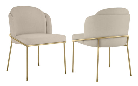 Loretto - Beige Velvet Gold Leg Dining Chair, Set of 2-Chair Set-Belle Fierté