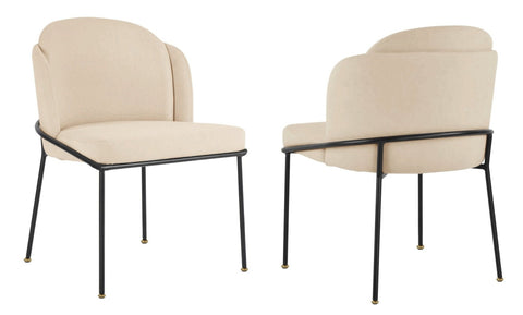 Loretto - Beige Velvet Black Leg Dining Chair, Set of 2-Chair Set-Belle Fierté