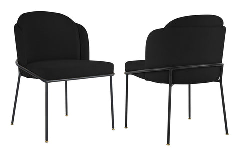 Loretto - Black Velvet Black Leg Dining Chair, Set of 2-Chair Set-Belle Fierté