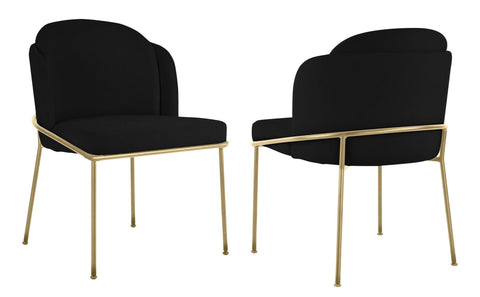 Loretto - Black Velvet Gold Leg Dining Chair, Set of 2-Chair Set-Belle Fierté