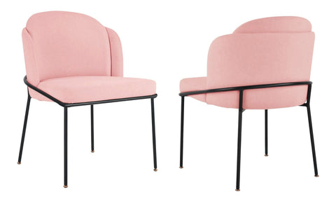Loretto - Pink Velvet Black Leg Dining Chair, Set of 2-Chair Set-Belle Fierté