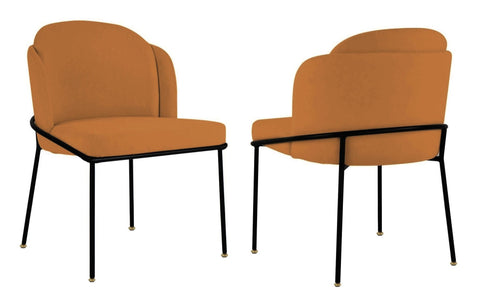 Loretto - Burnt Orange Velvet Black Leg Dining Chair, Set of 2-Chair Set-Belle Fierté