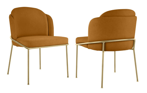 Loretto - Burnt Orange Velvet Gold Leg Dining Chair, Set of 2-Chair Set-Belle Fierté