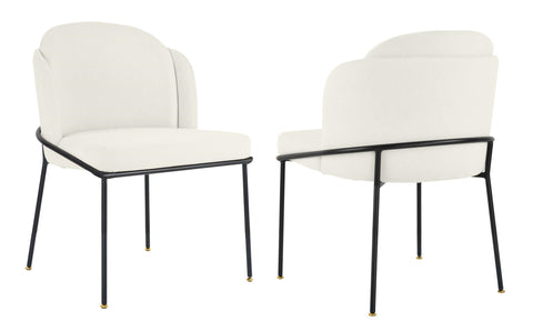 Loretto - Cream Velvet Black Leg Dining Chair, Set of 2-Chair Set-Belle Fierté