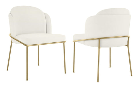 Loretto - Cream Velvet Gold Leg Dining Chair, Set of 2-Chair Set-Belle Fierté