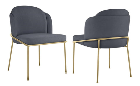 Loretto - Charcoal Velvet Gold Leg Dining Chair, Set of 2-Chair Set-Belle Fierté