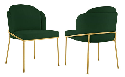 Loretto - Green Velvet Gold Leg Dining Chair, Set of 2-Chair Set-Belle Fierté