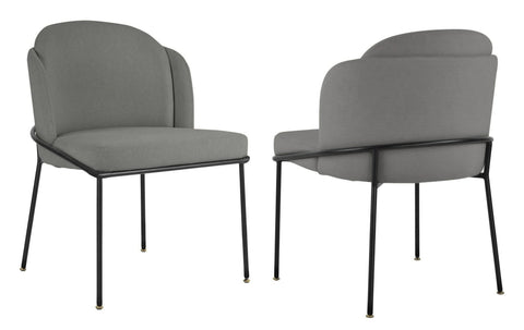 Loretto - Grey Velvet Black Leg Dining Chair, Set of 2-Chair Set-Belle Fierté