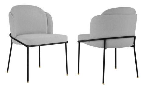 Loretto - Light Grey Velvet Black Leg Dining Chair, Set of 2-Chair Set-Belle Fierté