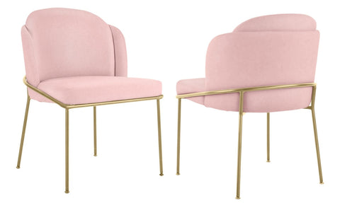Loretto - Pink Velvet Gold Leg Dining Chair, Set of 2-Chair Set-Belle Fierté
