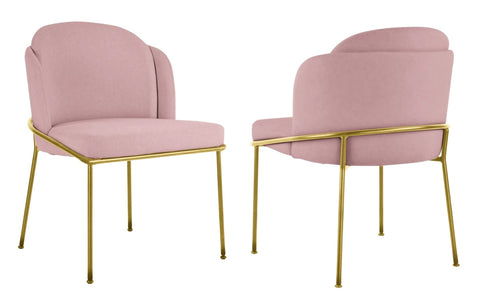 Loretto - Rose Pink Velvet Gold Leg Dining Chair, Set of 2-Chair Set-Belle Fierté