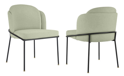 Loretto - Sage Green Velvet Black Leg Dining Chair, Set of 2-Chair Set-Belle Fierté