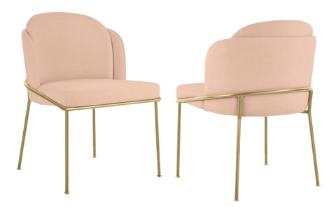 Loretto - Salmon Pink Velvet Gold Leg Dining Chair, Set of 2-Chair Set-Belle Fierté
