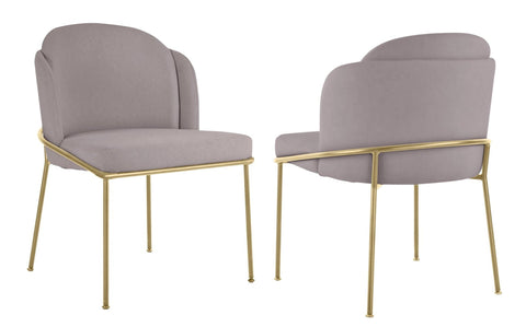 Loretto - Taupe Velvet Gold Leg Dining Chair, Set of 2-Chair Set-Belle Fierté