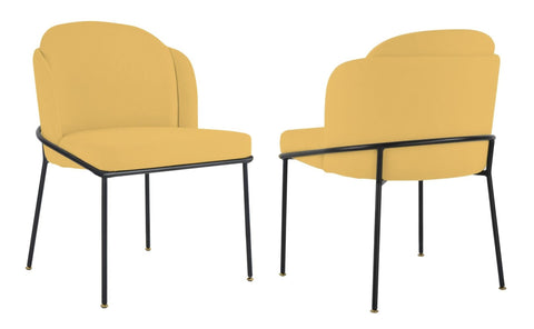 Loretto - Yellow Velvet Black Leg Dining Chair, Set of 2-Chair Set-Belle Fierté