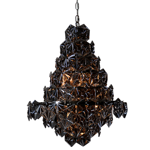CAIRO - Glamour Black Chandelier, Black Glass Ceiling Lamp-Chandelier-Belle Fierté