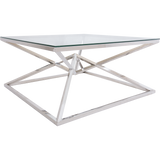 ASPATRIA- Luxury Glass Coffee Table, Chrome Base Glamour Coffee Table-Coffee table-Belle Fierté