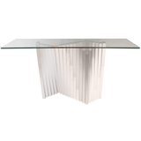 SATRIA- Luxury Glass Console Table, Chrome Base Glamour Console Table-Console table-Belle Fierté