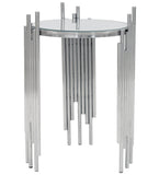 GERBER- Luxury Glass Side Table, Chrome Base Glamour Accent Table-Bedside table-Belle Fierté