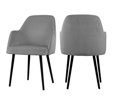Mocate - Grey Modern Velvet Dining Chair, Set of 2-Chair Set-Belle Fierté