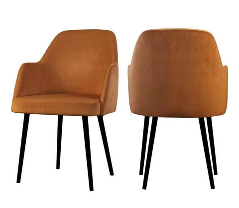 Mocate - Orange Modern Velvet Dining Chair, Set of 2-Chair Set-Belle Fierté