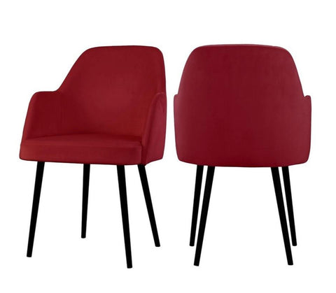 Mocate - Red Modern Velvet Dining Chair, Set of 2-Chair Set-Belle Fierté