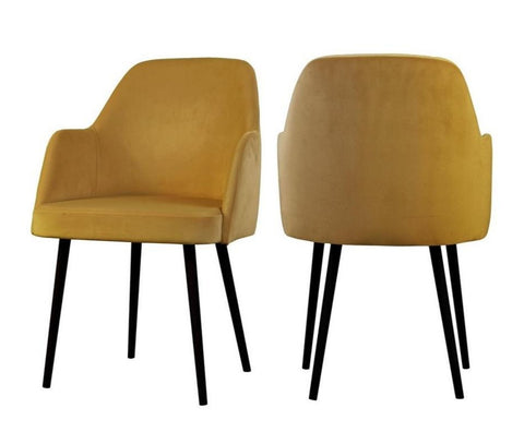 Mocate - Mustard Modern Velvet Dining Chair, Set of 2-Chair Set-Belle Fierté