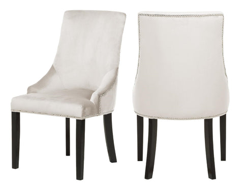 Moers - Cream Velvet Dining Chair, Set of 2-Chair-Belle Fierté