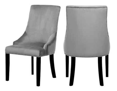Moers - Grey Velvet Dining Chair, Set of 2-Chair-Belle Fierté