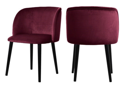 Mona - Burgundy Velvet Dining Chair , Set of 2-Chair Set-Belle Fierté