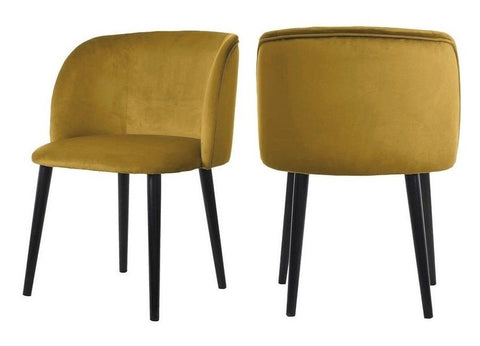 Mona - Yellow Mustard Velvet Dining Chair , Set of 2-Chair Set-Belle Fierté