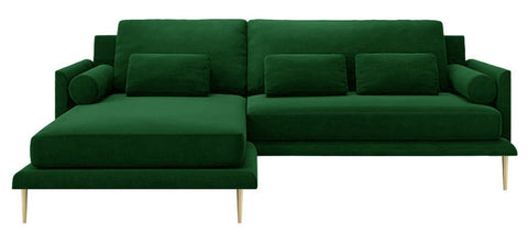 Montel - Green Velvet Corner Sofa, Left L Shape Sofa-Sofa-Belle Fierté