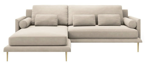 Montel - Mink Beige Velvet Corner Sofa, Left L Shape Sofa-Corner Sofa-Belle Fierté