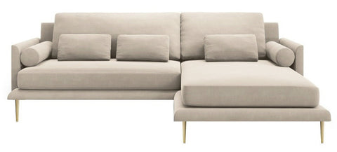 Montel - Mink Beige Velvet Corner Sofa, Right L Shape Sofa-Corner Sofa-Belle Fierté