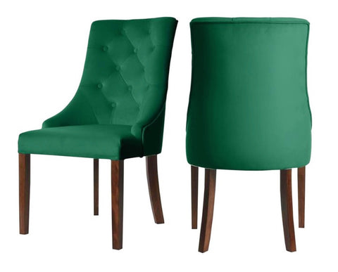 Ellen - Green Velvet Chesterfield Dining Chair, Set of 2-Chair Set-Belle Fierté
