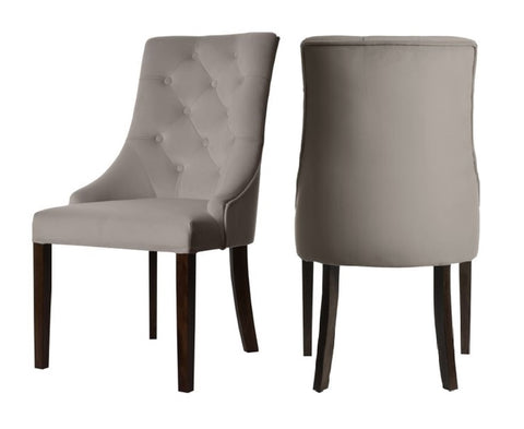 Ellen - Taupe Velvet Chesterfield Dining Chair, Set of 2-Chair Set-Belle Fierté