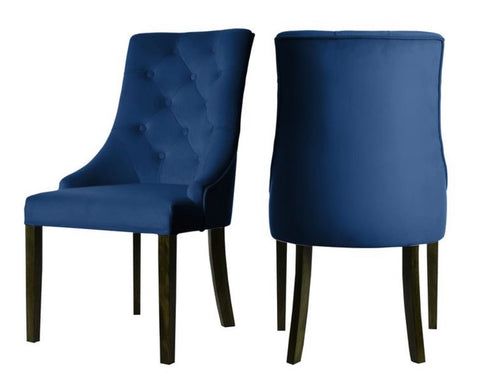 Ellen - Navy Blue Velvet Chesterfield Dining Chair, Set of 2-Chair Set-Belle Fierté