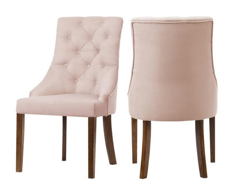 Ellen - Light Pink Velvet Chesterfield Dining Chair, Set of 2-Chair Set-Belle Fierté