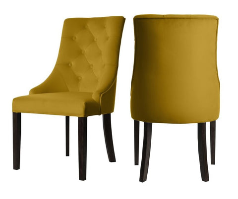 Ellen - Yellow Velvet Chesterfield Dining Chair, Set of 2-Chair Set-Belle Fierté