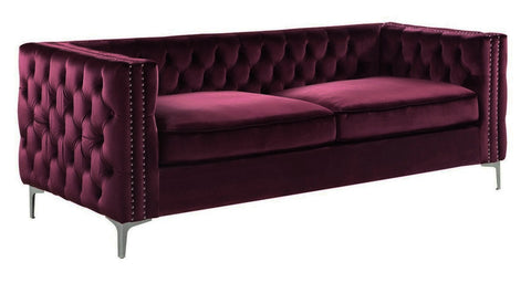 Matera - Burgundy 3 Seater Chesterfield Velvet Sofa-Sofa-Belle Fierté