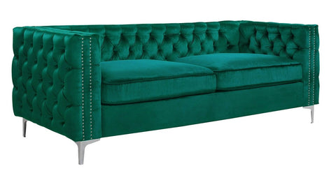 Matera - Emerald Green 3 Seater Chesterfield Velvet Sofa-Sofa-Belle Fierté