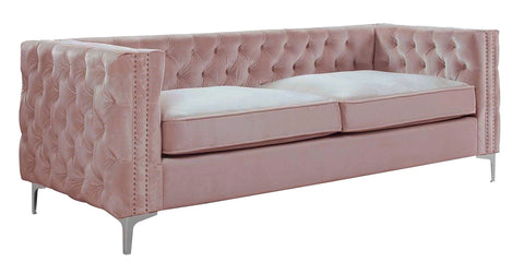 Matera - Pink 3 Seater Chesterfield Velvet Sofa-Sofa-Belle Fierté