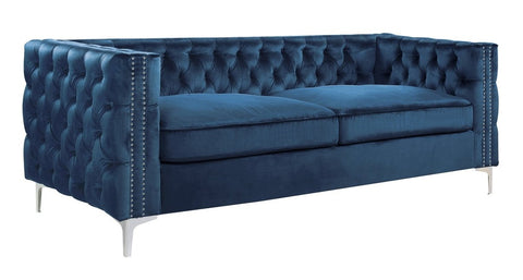 Matera - Navy Blue 3 Seater Chesterfield Velvet Sofa-Sofa-Belle Fierté