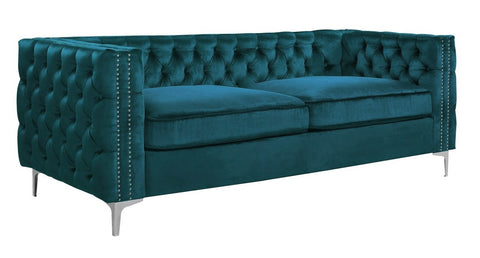 Matera - Teal 3 Seater Chesterfield Velvet Sofa-Sofa-Belle Fierté