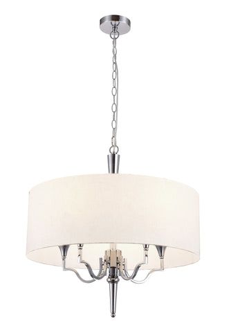 VERA - 5 Light Ceiling Lamp, White Shade Chrome Chandelier-Chandelier-Belle Fierté