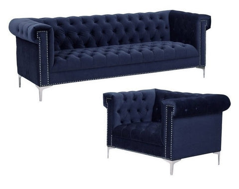 Ferrata - Chesterfield Velvet Armchair Sofa Set-Sofa Set-Belle Fierté