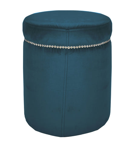 Rosa - Round Studded Velvet Footstool-Benches & Ottomans-Belle Fierté