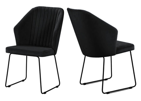 Olga - Black Modern Metal Base Dining Chair, Set of 2-Chair Set-Belle Fierté