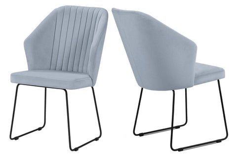 Olga - Light Blue Modern Metal Base Dining Chair, Set of 2-Chair Set-Belle Fierté